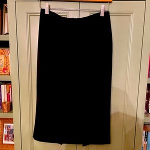 1990’s vintage bebe black stretch jersey pencil skirt, elastic waist & back slit